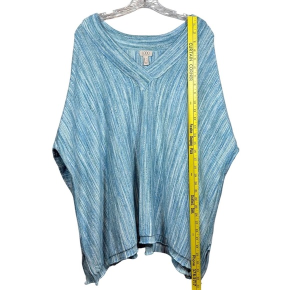 NWT LOGO by Lori Goldstein Dolman Sleeve V-Neck Sweater Azure Blue Size L - Picture 6 of 9